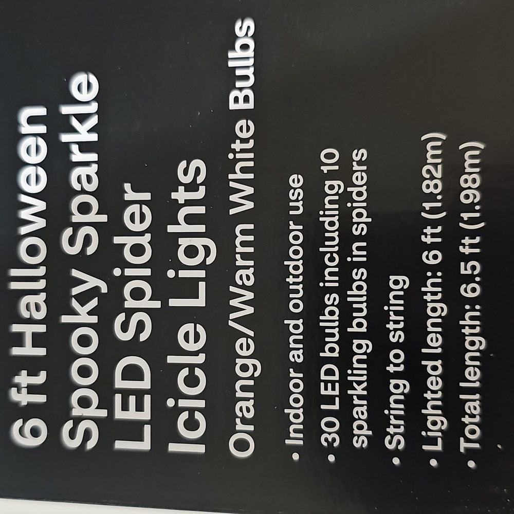 NWT Spooky Village 6 ft Halloween Spooky Sparkle LED Spider Icicle Lights - Picture 2 of 9